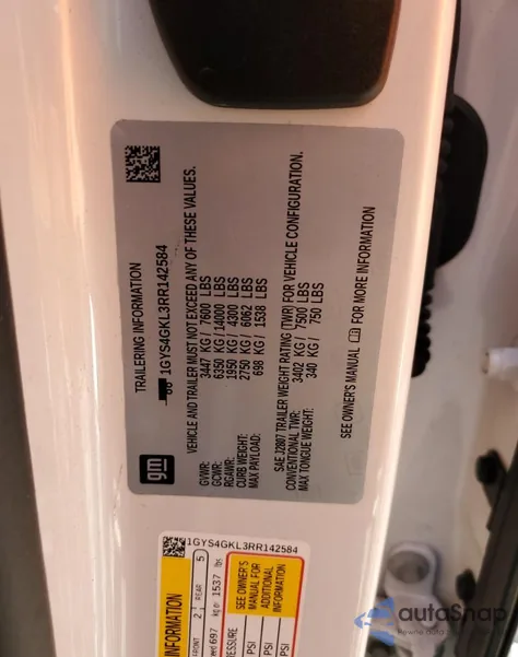 2024 Cadillac Escalade Sport Platinum из США, поврежденный, VIN 1GYS4GKL3RR142584